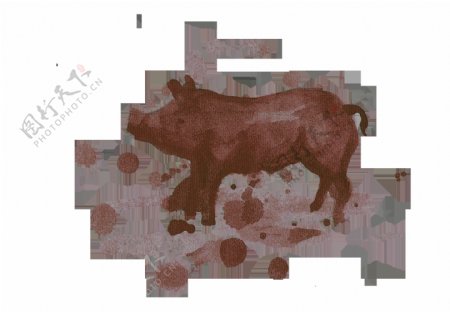 手绘水墨猪装饰图案素材
