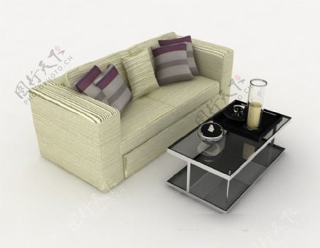 清新双人沙发3d模型下载