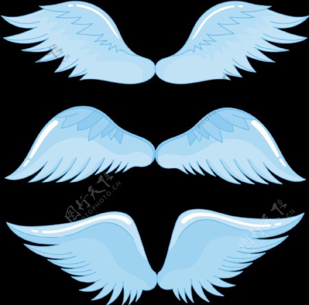 浅蓝色调翅膀免抠png透明图层素材