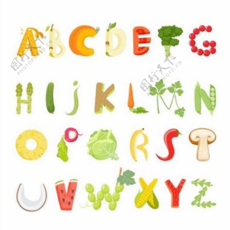 蔬菜字母背景