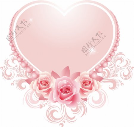 粉色花朵心形元素