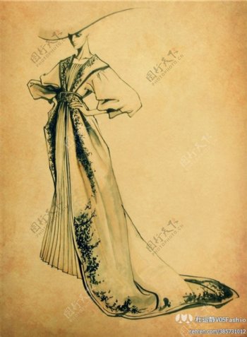 欧式古典连衣裙设计图