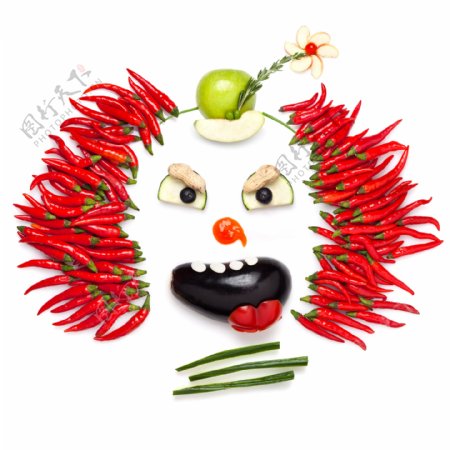 蔬菜拼成的脸图片