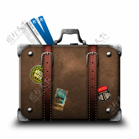 行李箱与机票图片
