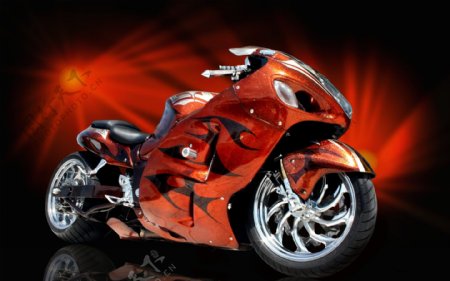 红色铃木摩托车图片