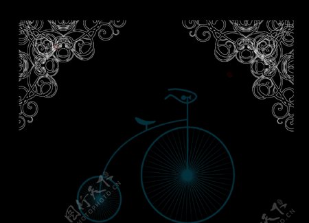 艺术风格自行车插画免抠png透明图层素材