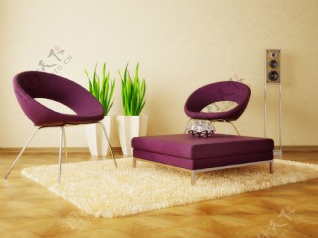 时尚紫色室内设计图片