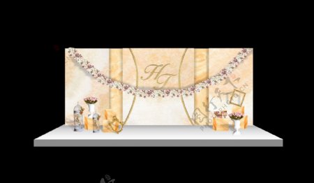 婚礼香槟色粉色金色欧式效果图