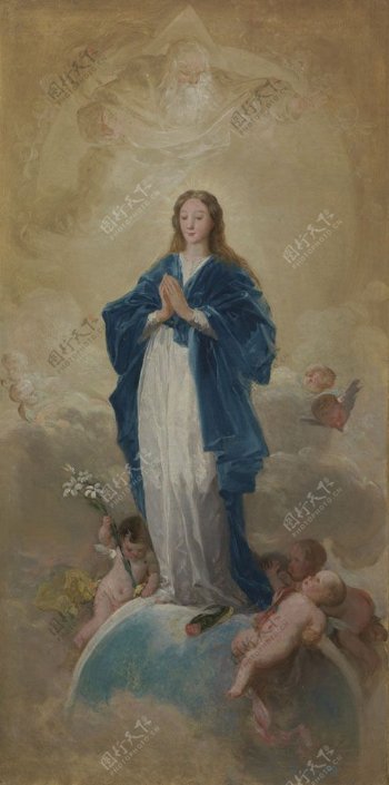 圣母玛丽亚男孩油画写生图片