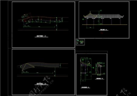亭廊建筑施工图CAD图纸