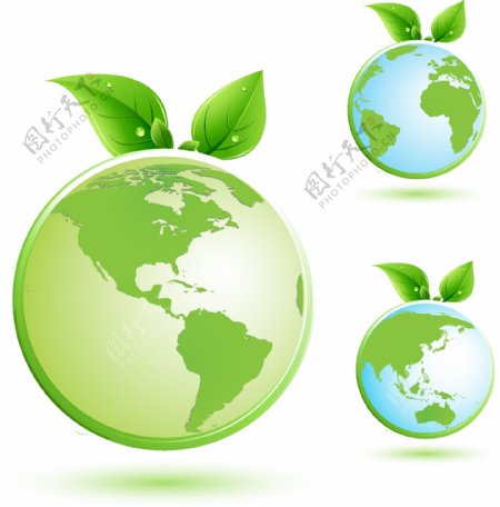 手绘绿色地球元素