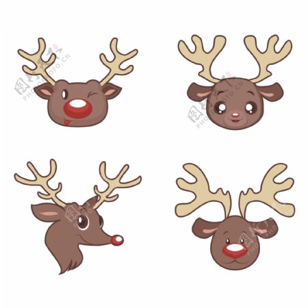 一组可爱的圣诞小鹿素材