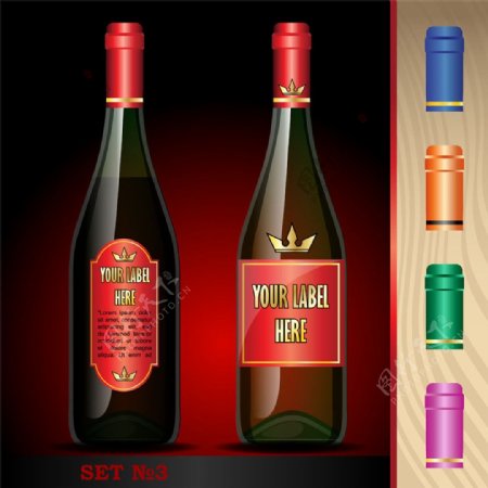 酒瓶与彩色瓶盖图片