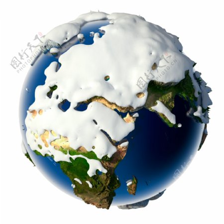 积雪覆盖的亚欧非大陆图片