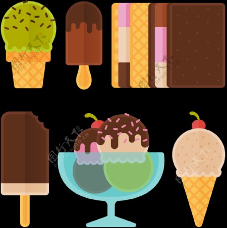 手绘彩色冰淇淋雪糕免抠png透明图层素材
