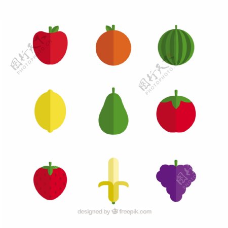 各种水果扁平风格插图