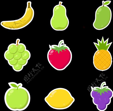 彩色水果插画图标免抠png透明图层素材