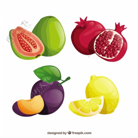 美味水果写实风格插图