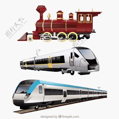 各种写实的火车插图