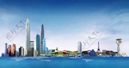 深圳标志建筑蓝天背景