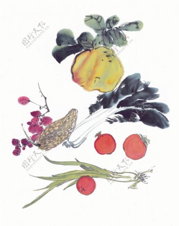 蔬菜水果插画背景图片