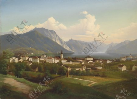 油画乡村风景图片