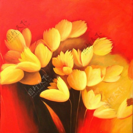 黄色花卉元素装饰画