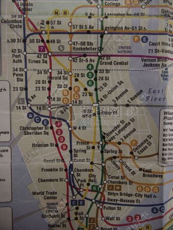 纽约市中心的火车地图