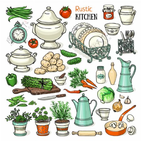 厨具蔬菜插画