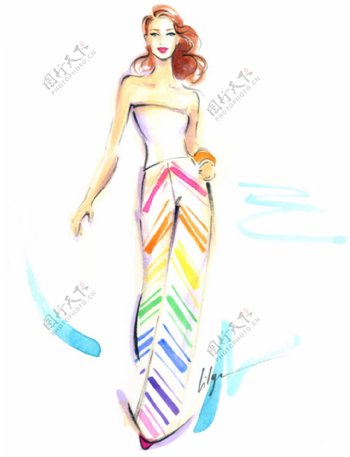 彩虹色女装设计图