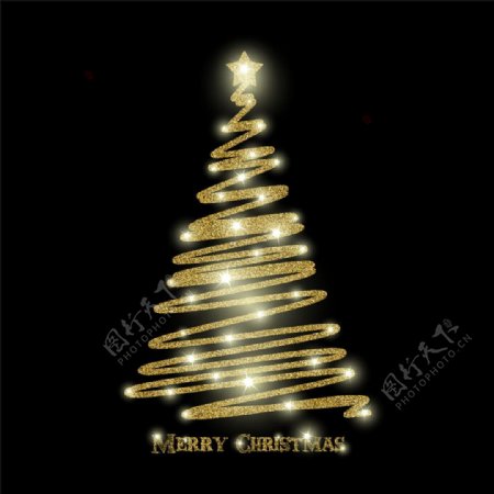 金色发光圣诞树图片1
