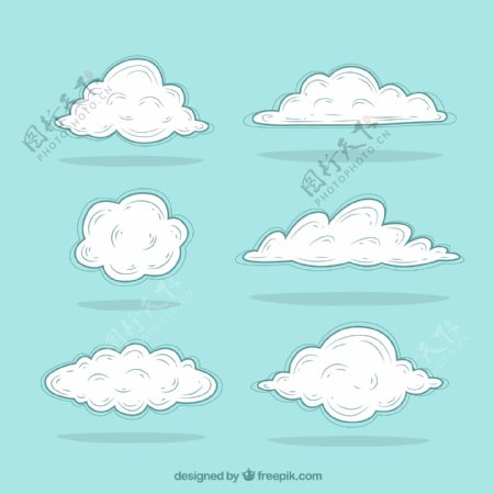 手工绘制的云不同的形状