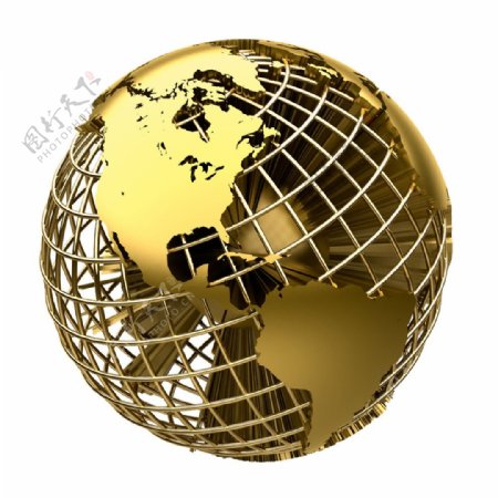 金色3D地球模型图片
