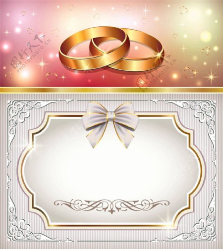 蝴蝶结婚礼卡片背景图片