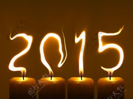 燃烧的蜡烛与2015图片