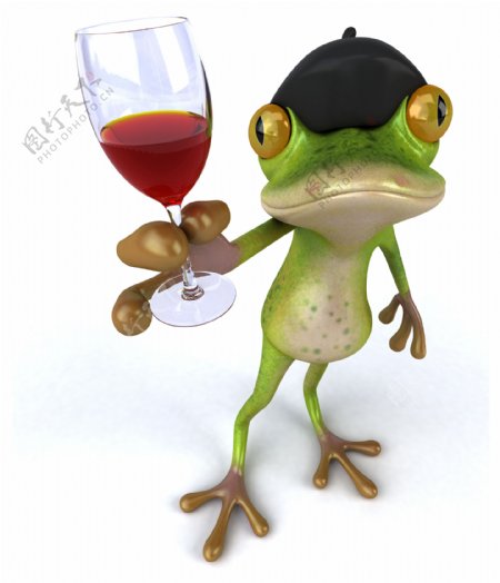 端着红酒的青蛙图片