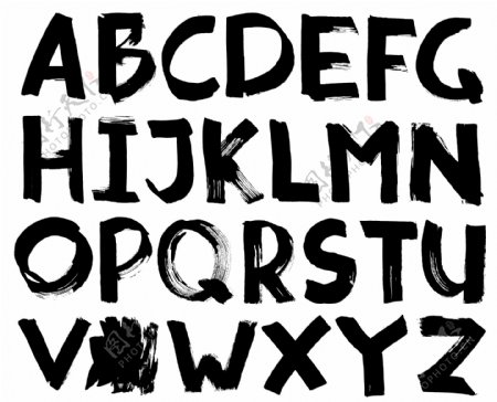 书法字母毛笔字母手写字体英文字体