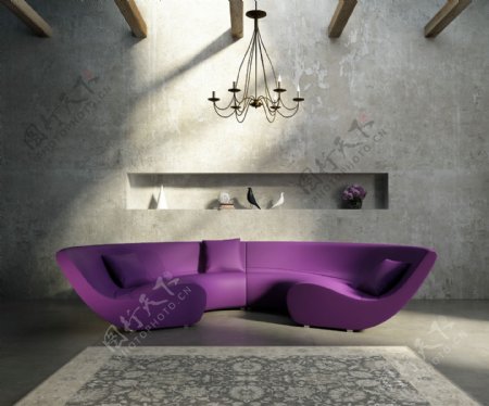 创意时尚的紫色沙发