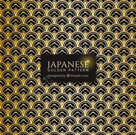 日本图案与黄金抽象的形状