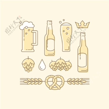 麦芽和啤酒节图标图片