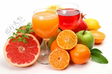 各种水果和果汁饮料图片