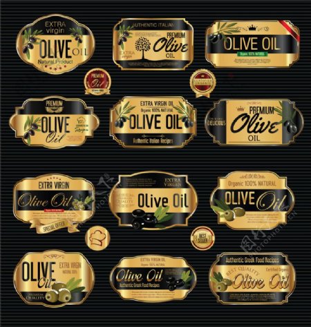 金色质量橄榄油标签图片