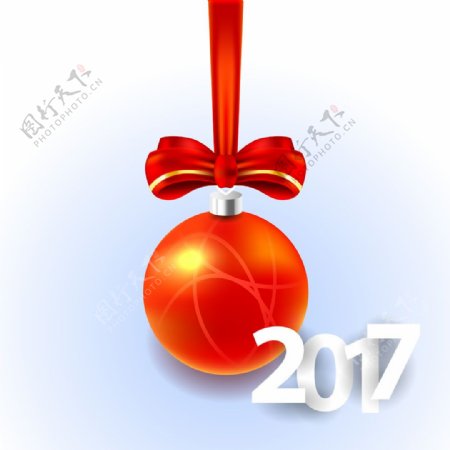 红色圣诞球与2017图片