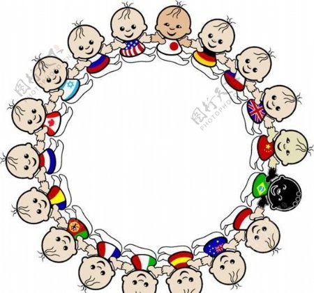 各国婴儿围在一起和平团结矢量素材eps格式