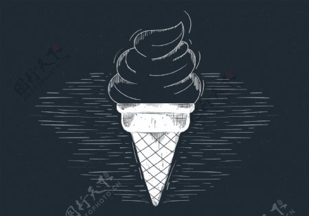 黑板冰淇凌插画