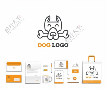 线条宠物狗logo