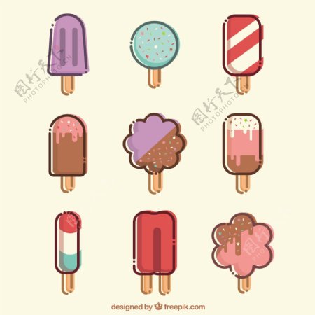 彩色冰淇淋线性设计图标