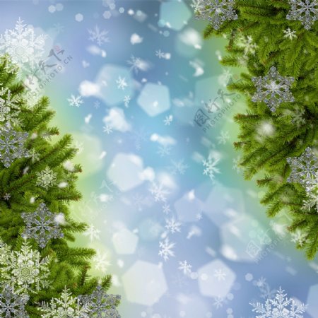雪花圣诞树背景图片