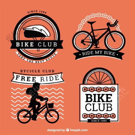 黑色和橙色的自行车标签