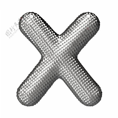 立体银色字母X图片